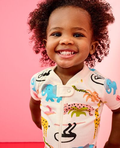 HannaJams™ Sleeper in Jungle Animals on Ecru - main