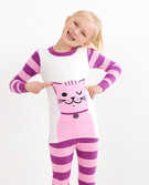 Long John Pajamas In Organic Cotton in Purrfectly Pink - main