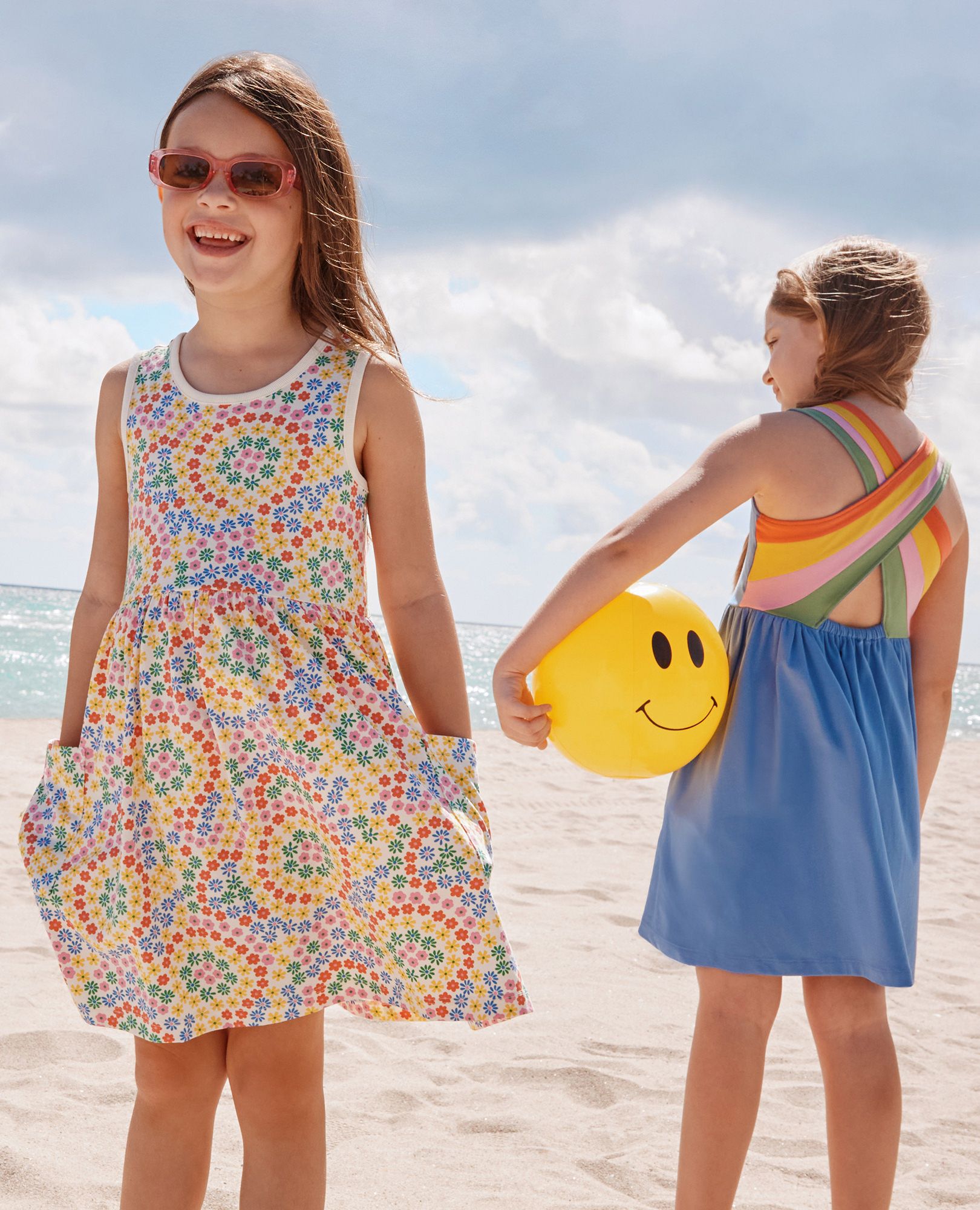 Rainbow Crossback Skater Dress with Pockets in Horizon Blue - main