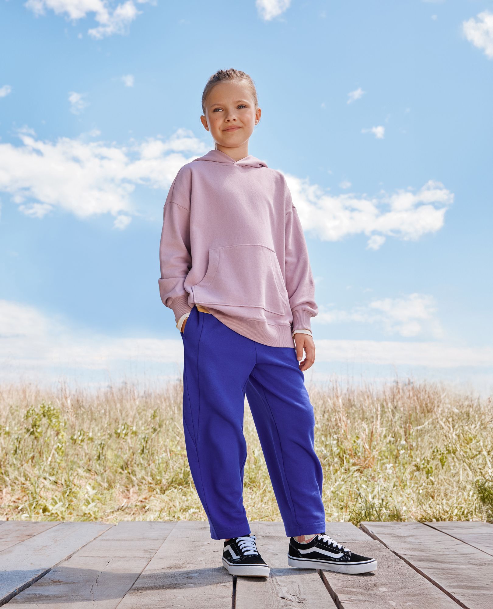 Oversized French Terry Hoodie in Cosmic Purple - main