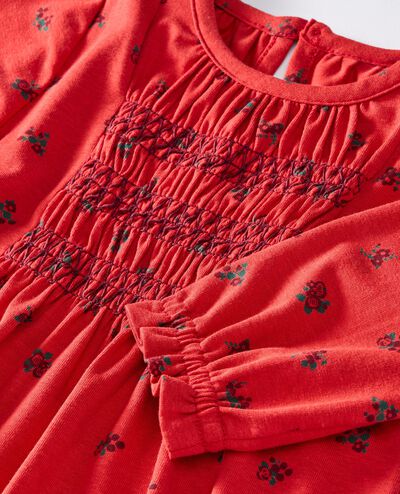Baby Long Sleeve Smocked Dress & Bloomers Set in Delicate Florals on Scarlet Red - main