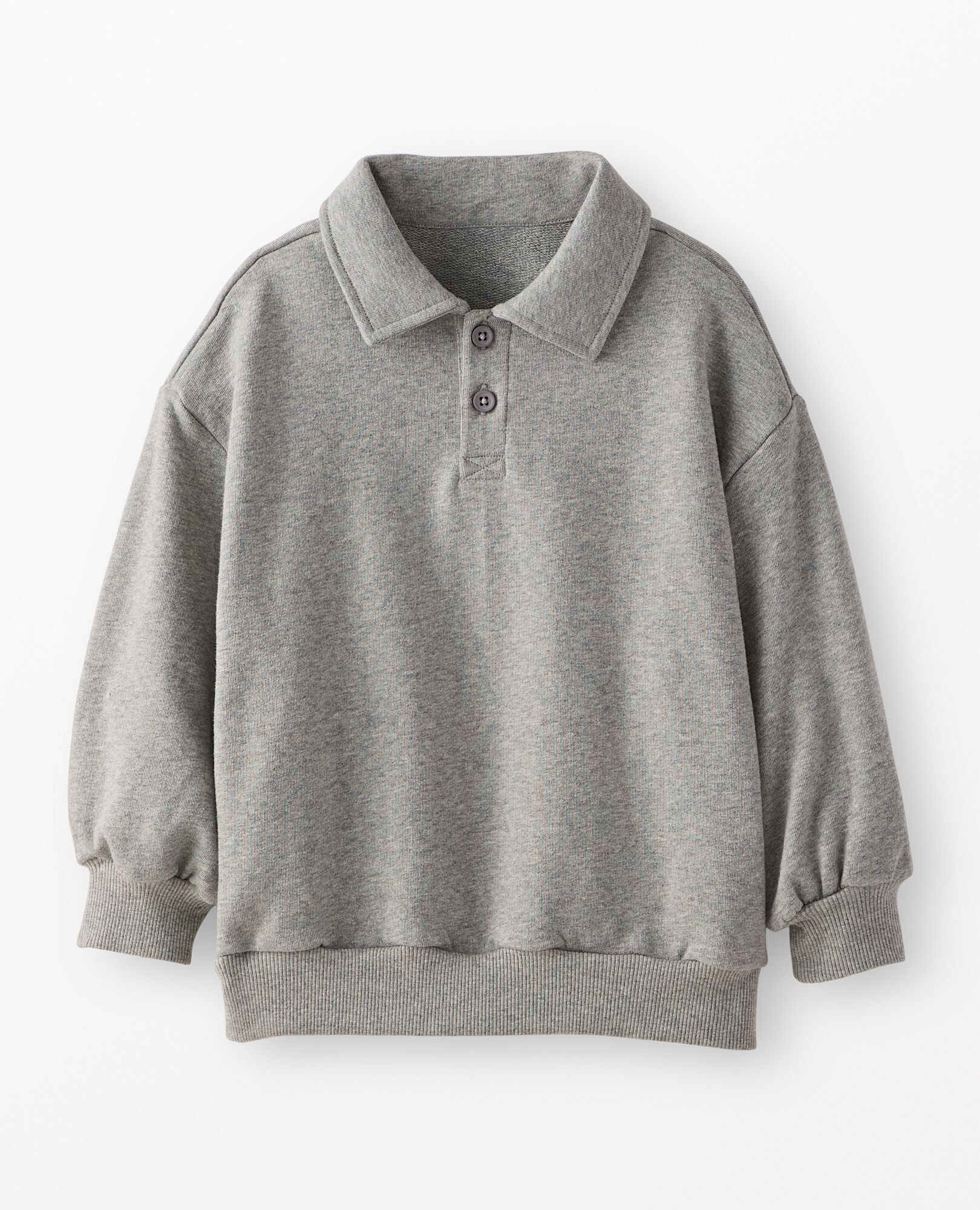 French Terry Polo Sweatshirt in Heather Grey - main