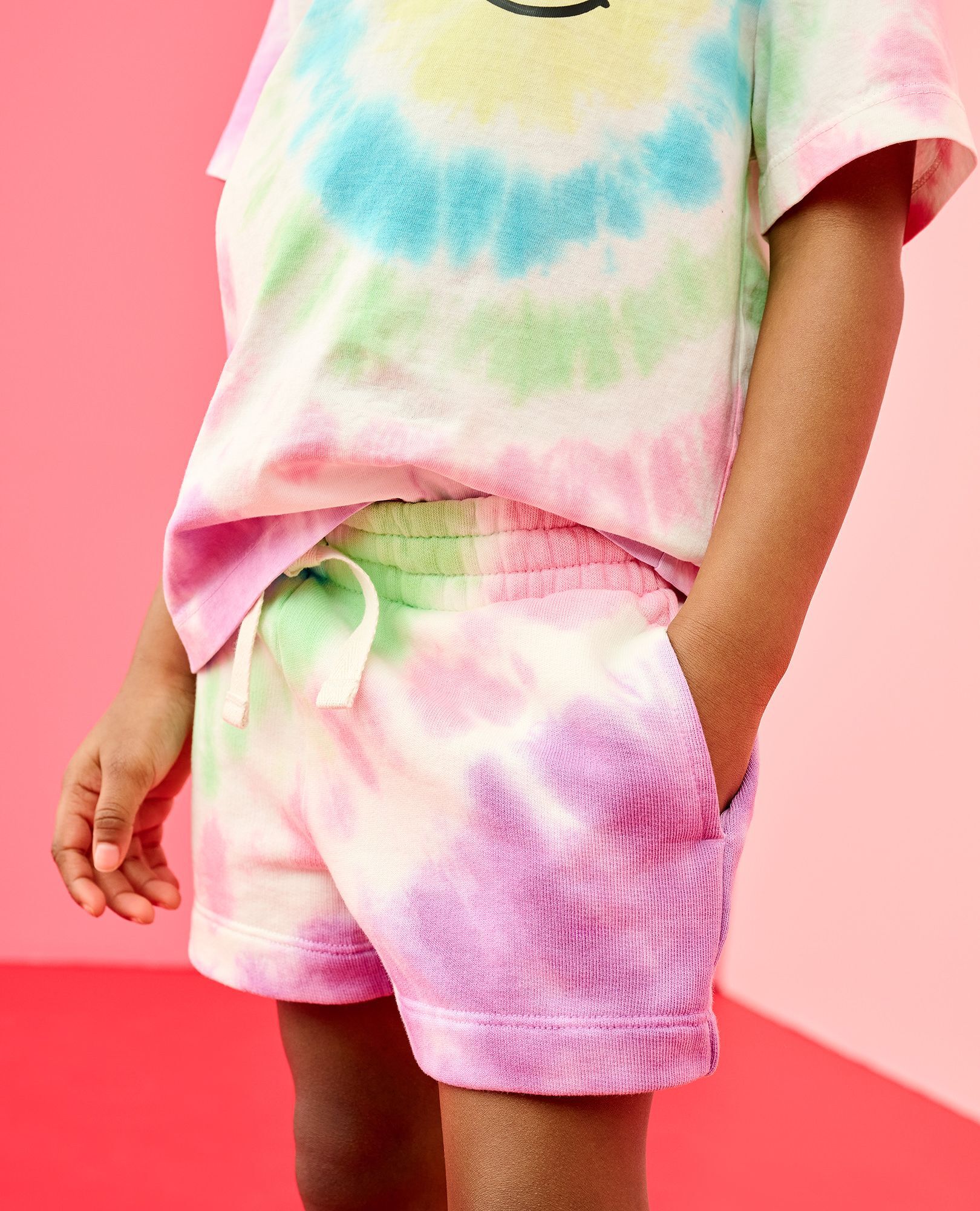 French Terry Tie-Dye Shorts in Multi Tie Dye - main