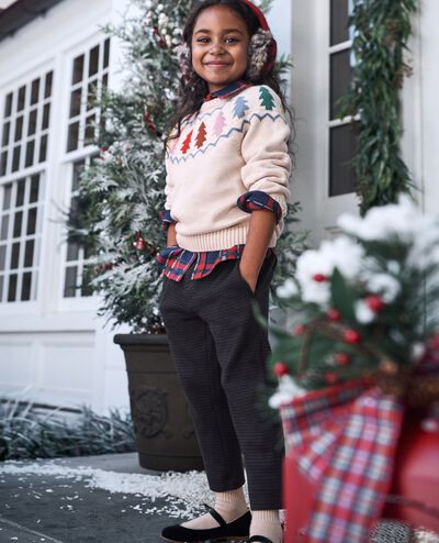 Pull-On Easy Jacquard Pants in Tonal Black Gingham - main