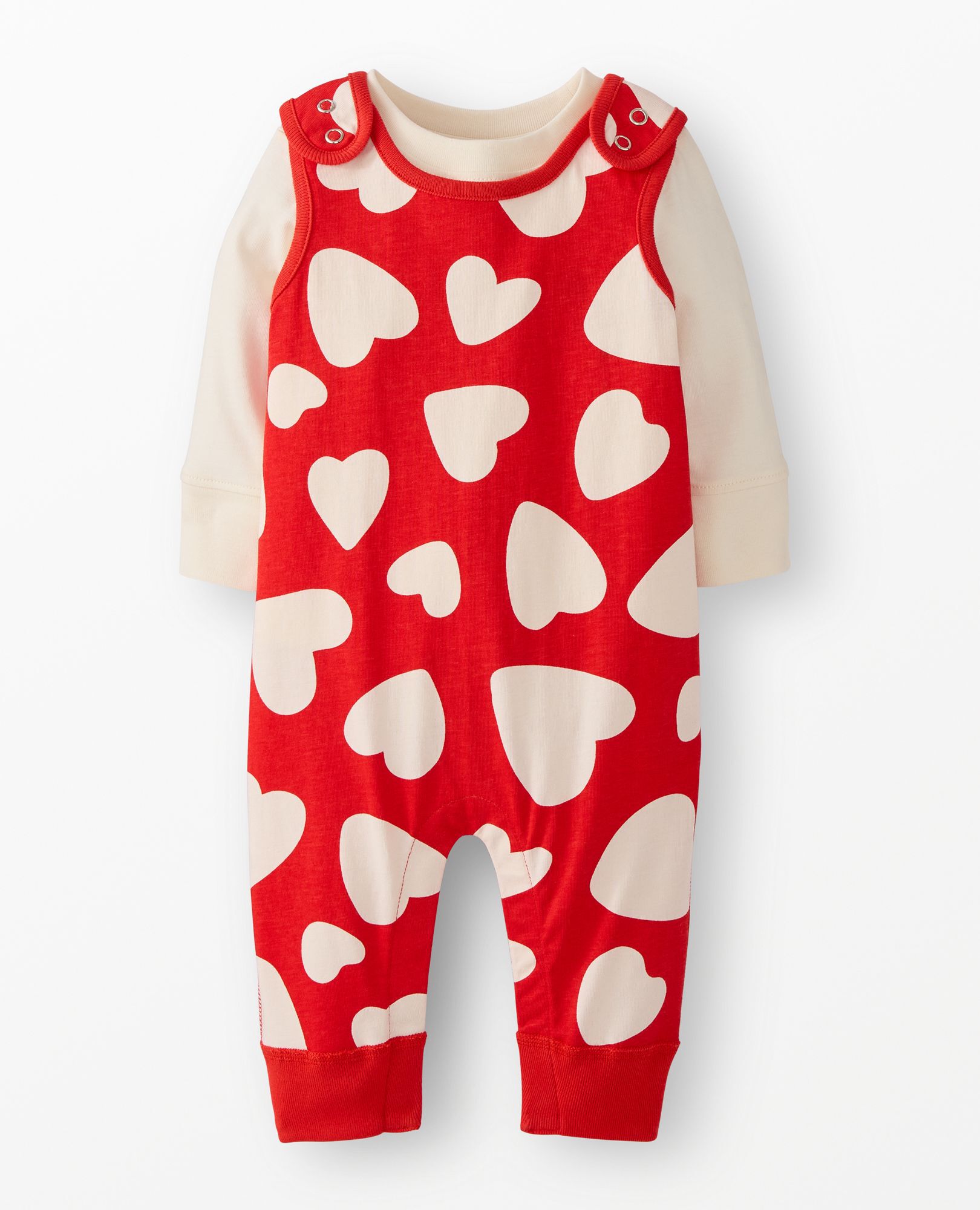 Baby Long Sleeve T-Shirt & Overalls Set in Artful Hearts - main