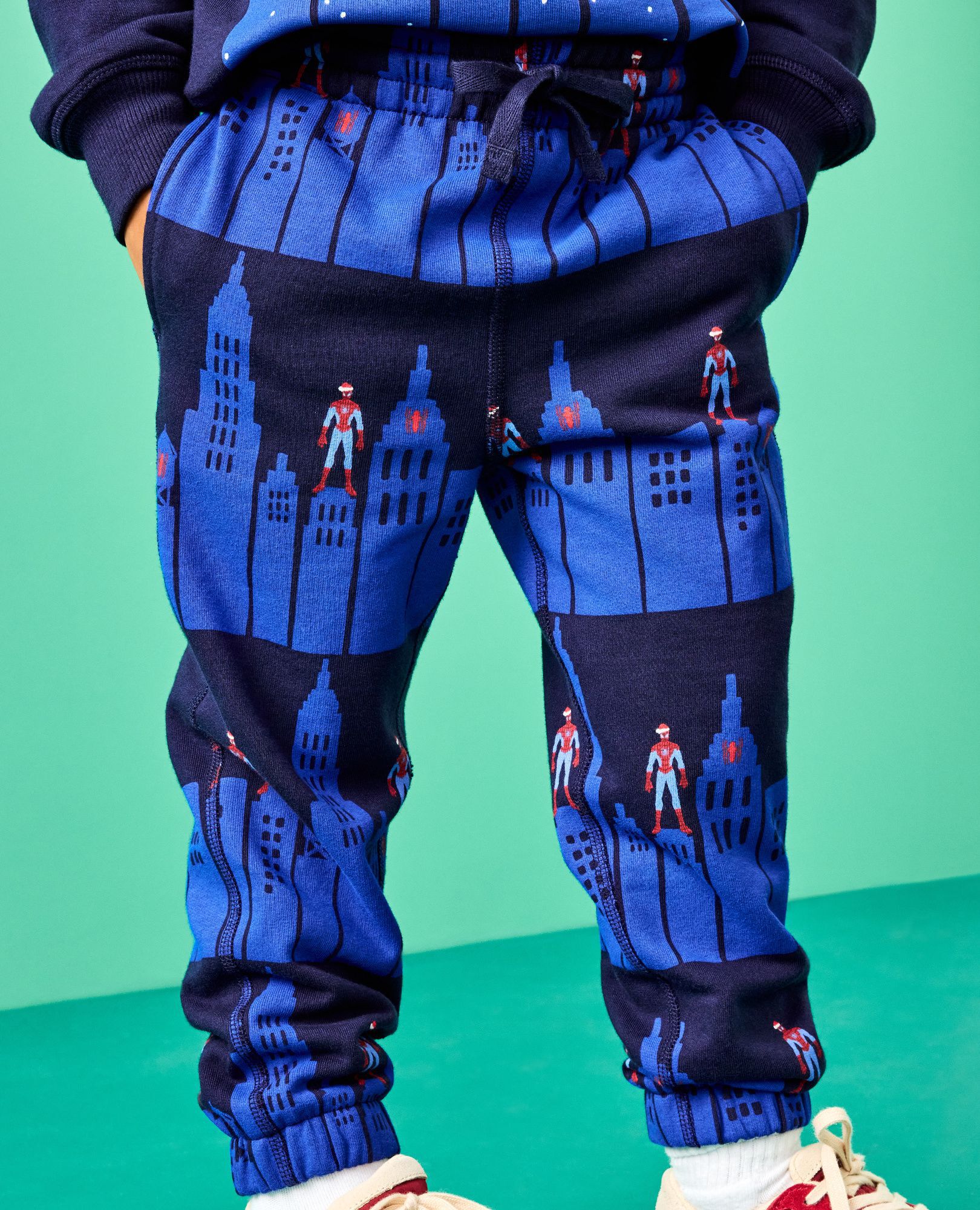 Marvel Spider-Man French Terry Sweatshirt & Sweatpants Set in Spiderman in the City Graphic - main