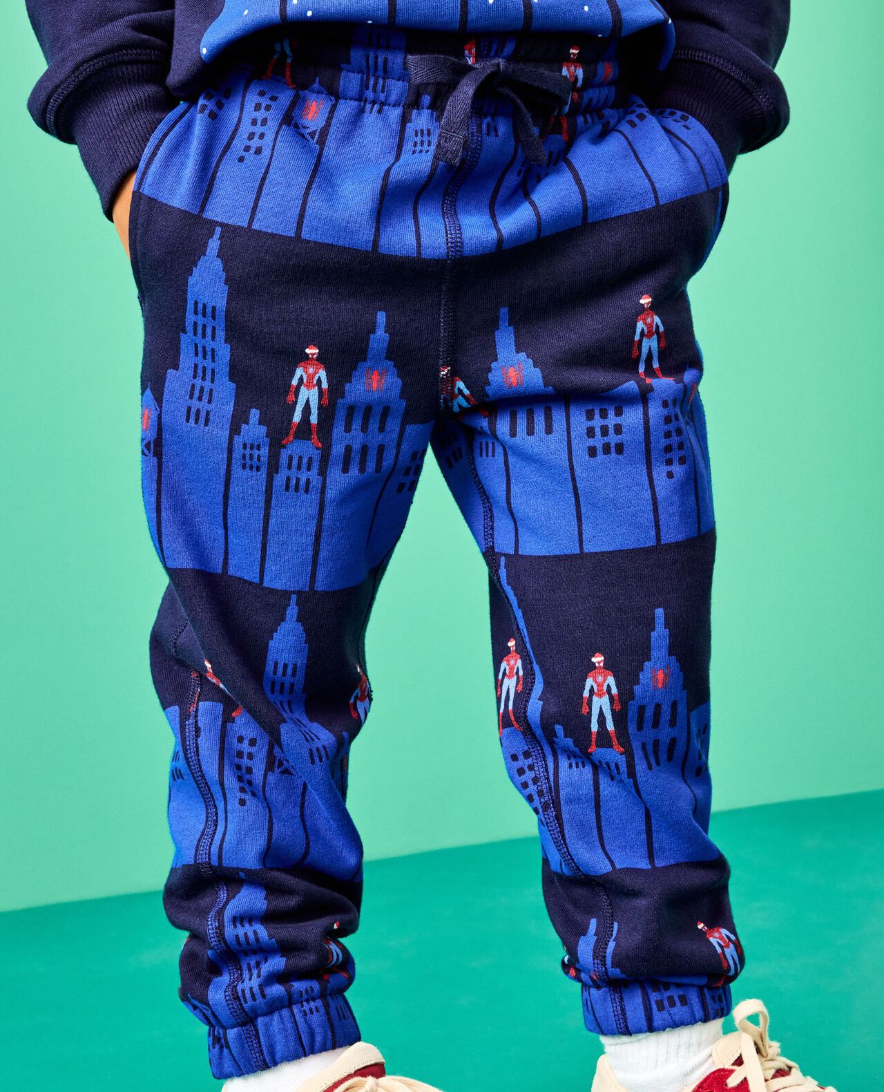 Marvel Spider-Man French Terry Sweatshirt & Sweatpants Set in Spiderman in the City Graphic - main