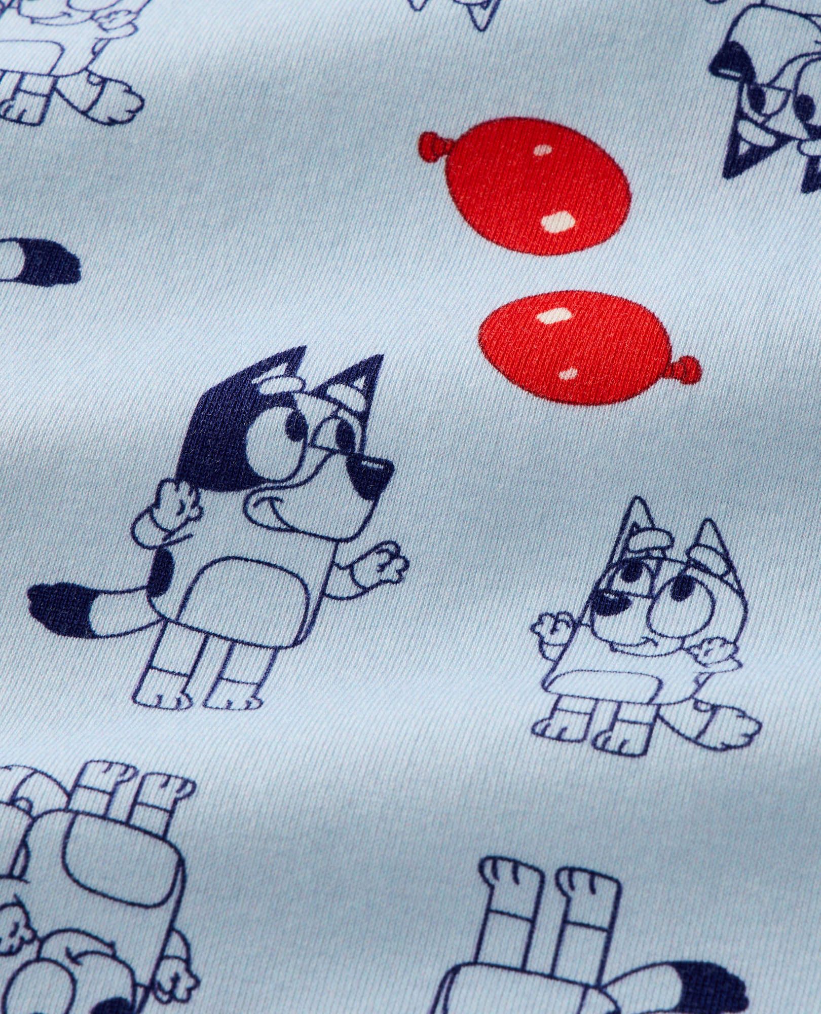 Adult Bluey Long John Pajama Set in Bluey on Cloud Blue - main