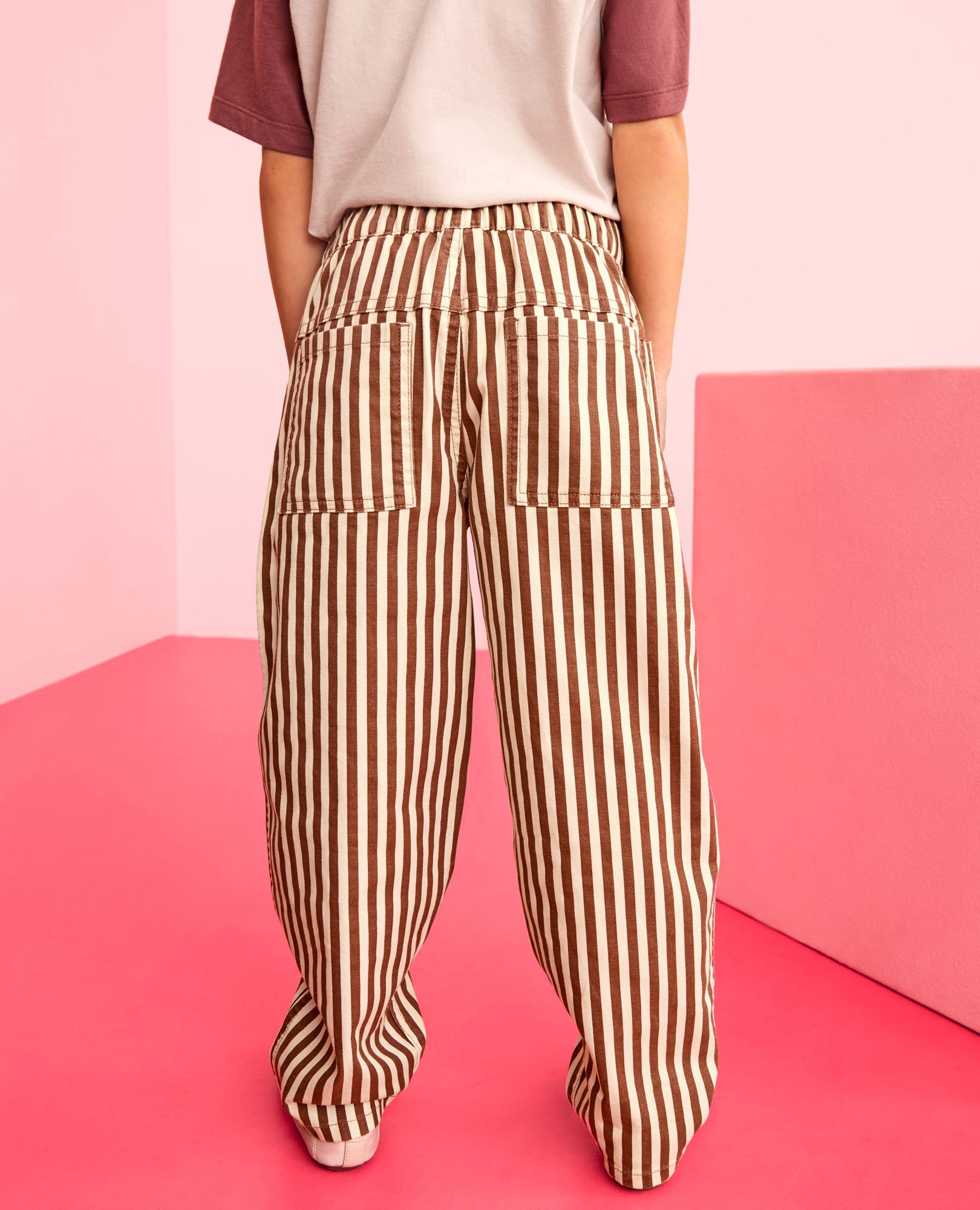 Canvas Barrel Pants in Tortoise Shell/Ecru - main