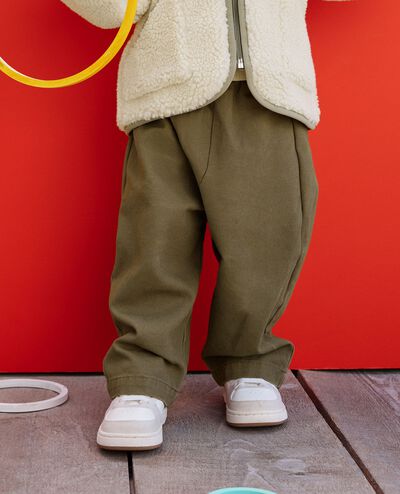 Baby Canvas Barrel Pants in Green Olive - main