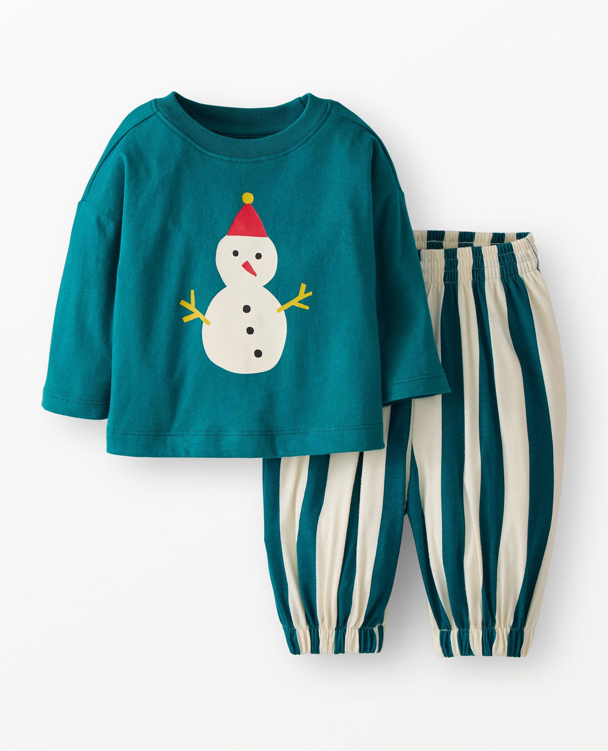 Baby Holiday Long Sleeve Graphic T-Shirt & Pants Set in Frosty Friend - main