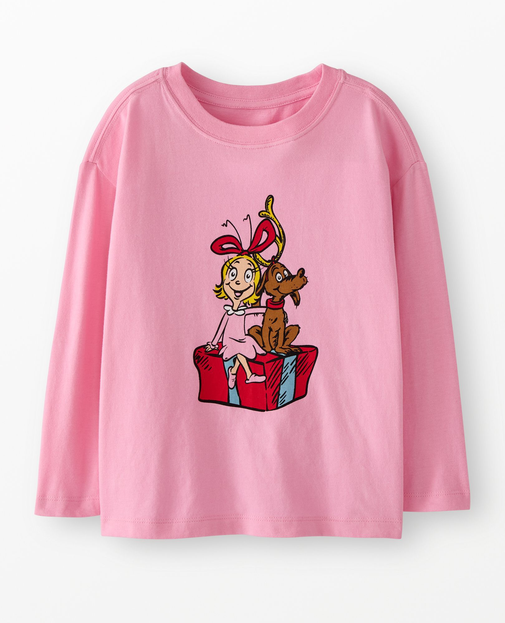 Dr. Seuss Grinch Relaxed Fit Long Sleeve T-Shirt in Cindy Lou and Max on Pink - main