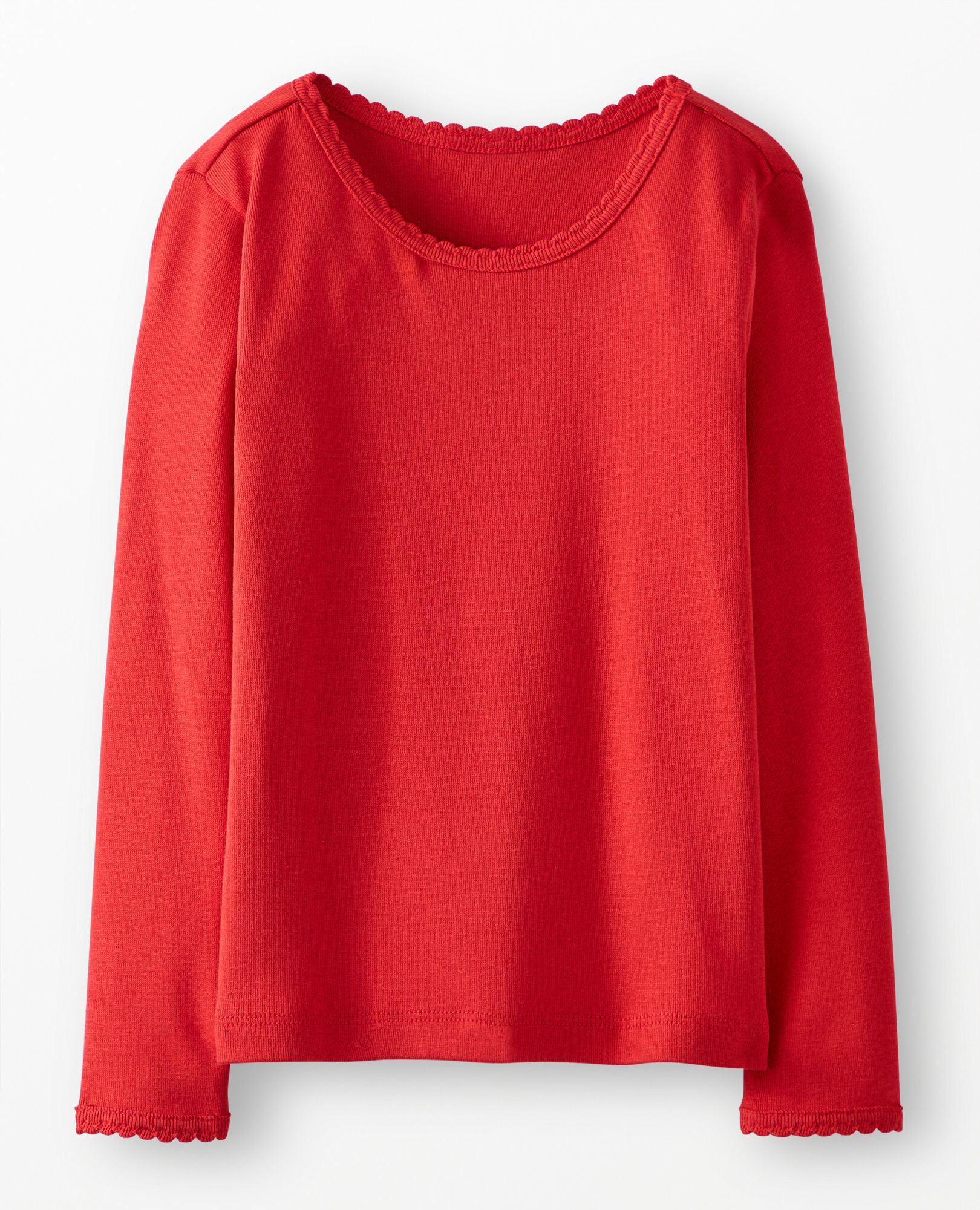Long Sleeve Slim Fit Ribbed T-Shirt in Scarlet Red - main