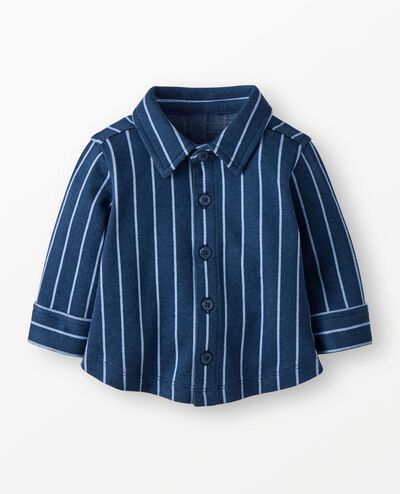 Baby Jacquard Button Up Shirt in Blue Pinstripe - main