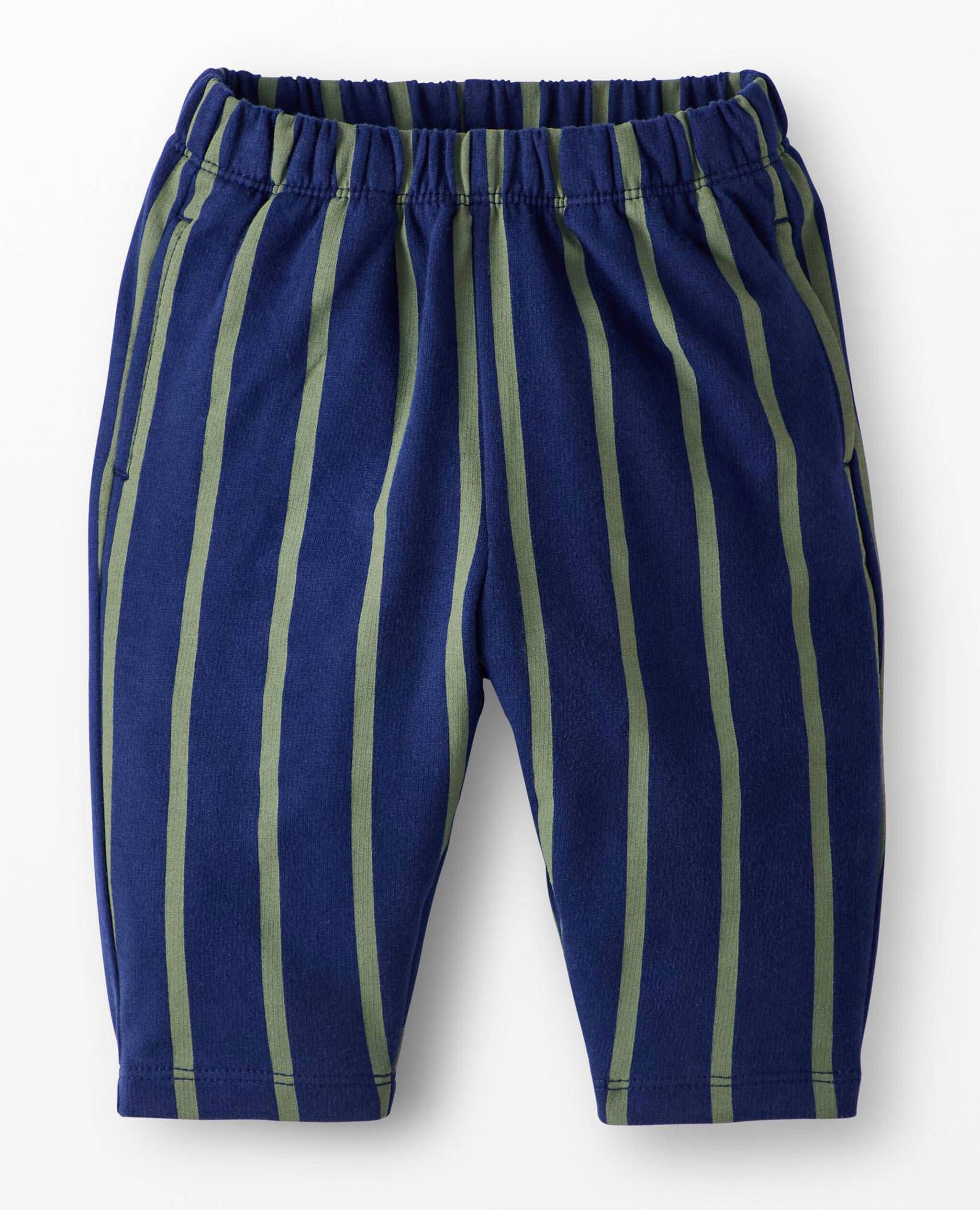 Baby French Terry Tapered Pants in Navy Blue/Green Olive - main