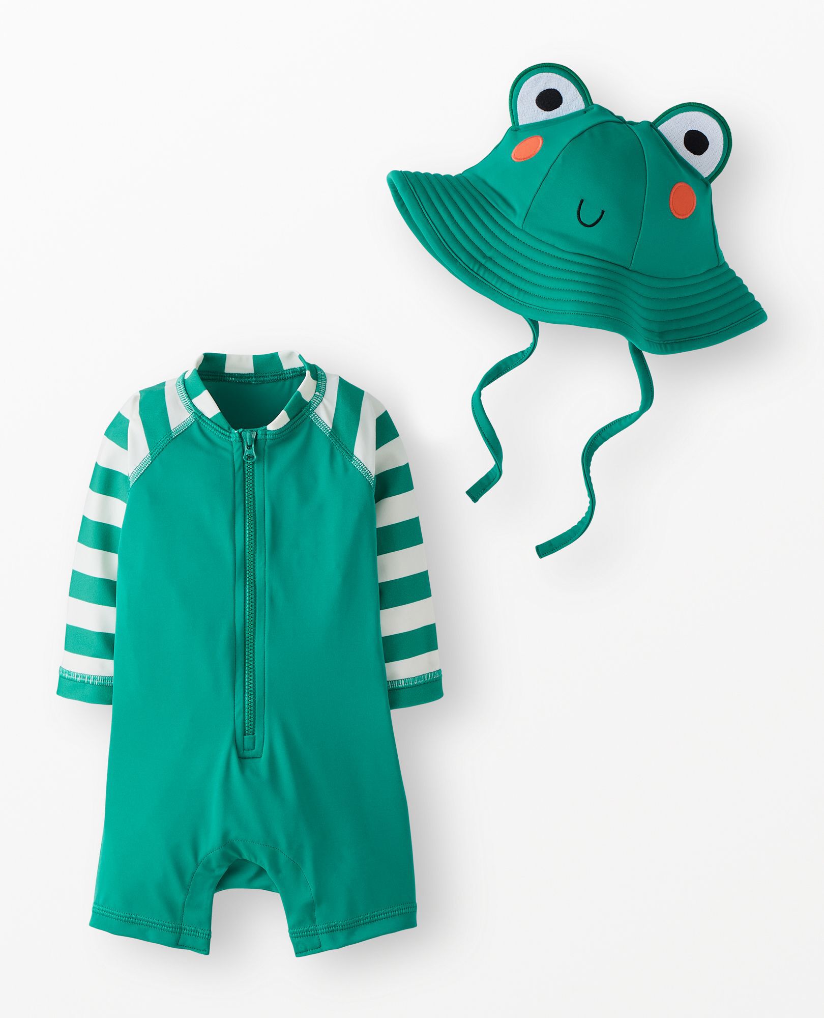 Baby Rashguard & Novelty Swim Hat Set in Frog Set - main