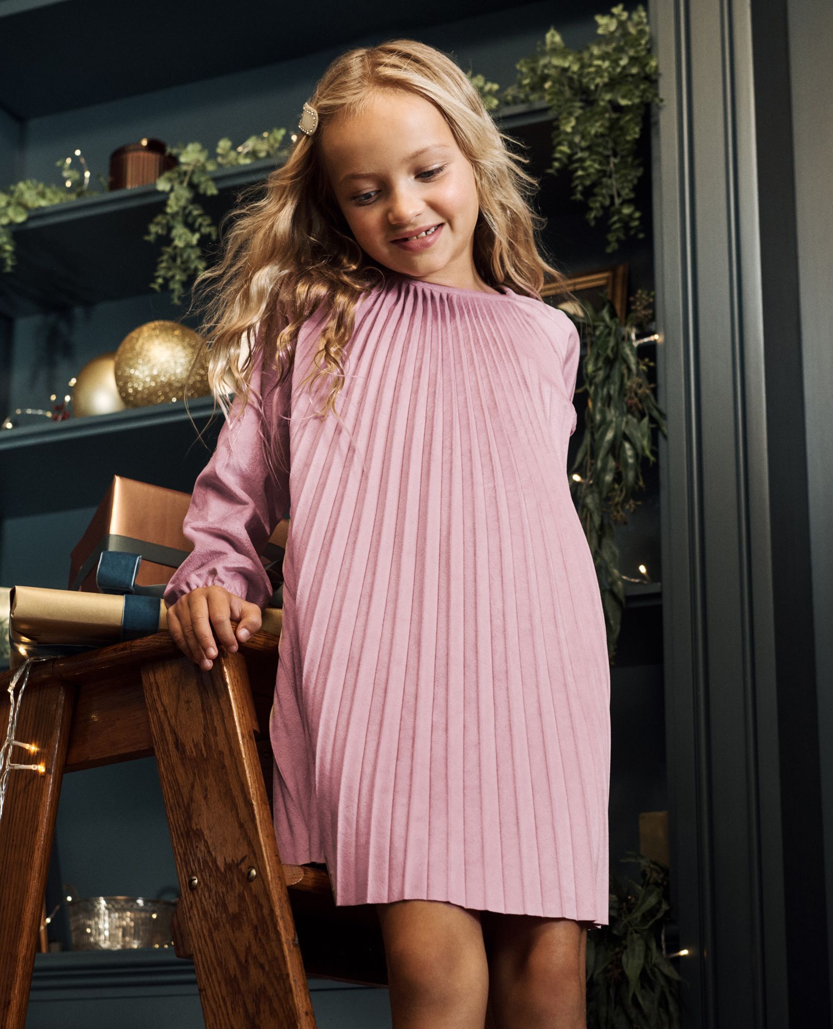 Faux Suede Long Sleeve Dress