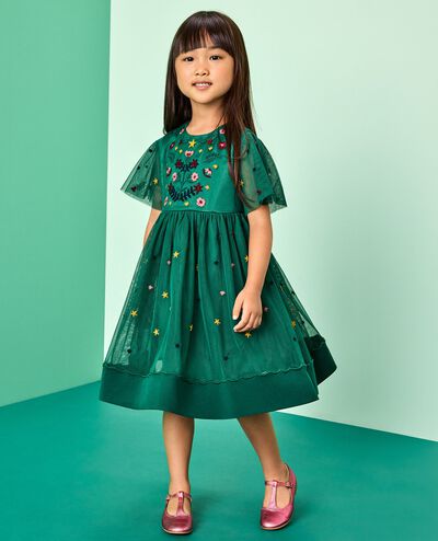 Holiday Tulle Embroidered Dress in Holiday Floral Embroidery - main