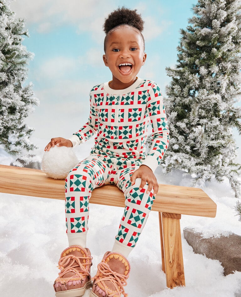 Holiday Waffle Quilted Stars Matching Family Pajamas in  - main