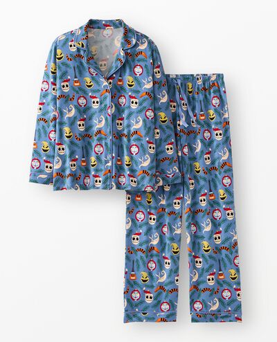 Women's Disney Tim Burton's The Nightmare Before Christmas Long Sleeve HannaSoft™ Pajama Set in Blue NBC Ornaments - main