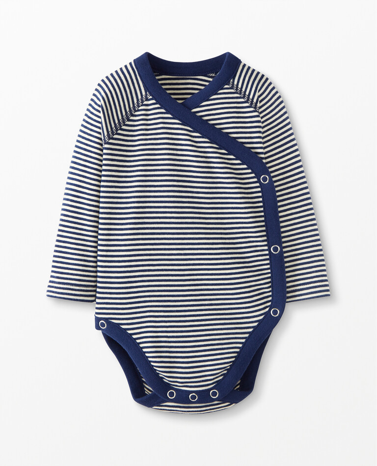 Baby Side Snap Bodysuit In Organic Cotton in Navy Blue - main