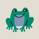 HannaJams™ Sleeper in Happy Frogs on Ecru - swatch