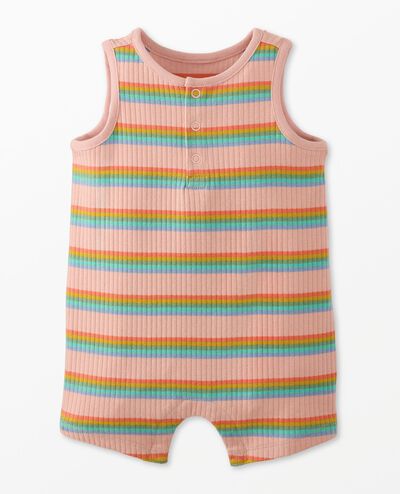 Baby Sleeveless Ribbed Shortie Romper in Blush Pink - main