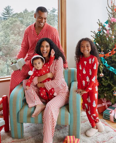 Holiday HannaJams™ Pajama Set in Snowmen on Red - main