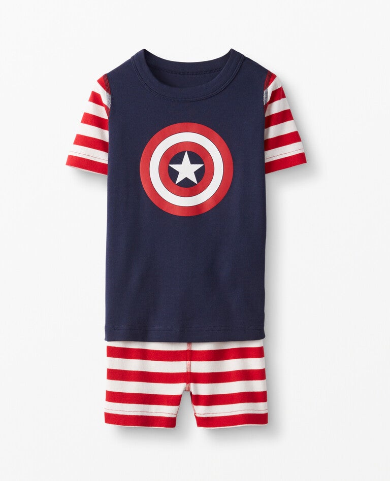 Marvel Captain America Short John Pajamas In Organic Cotton