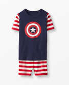 Marvel Captain America Short John Pajamas in Organic Cotton in Navy/HannaRed - main