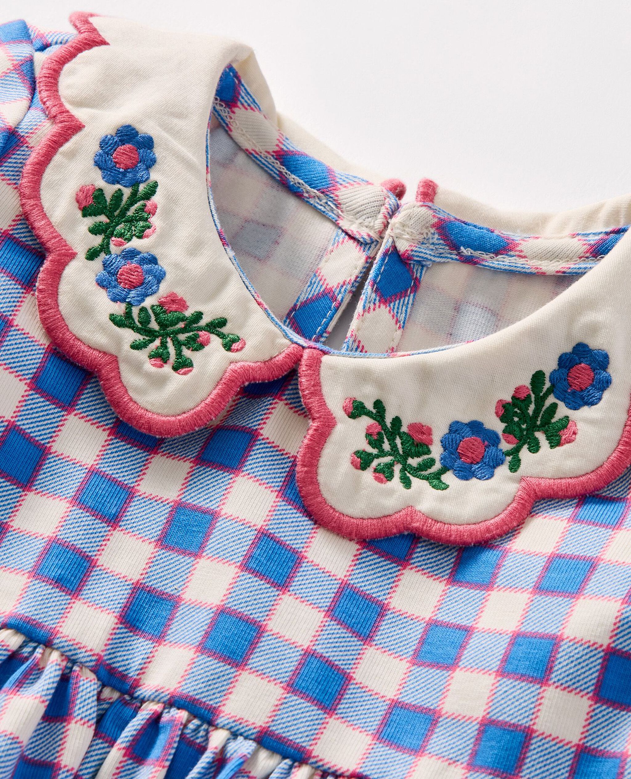 Baby Long Sleeve Collared Skater Dress & Leggings Set in Blue Gingham - main