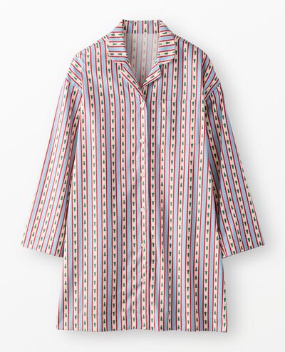 Women's Holiday Flannel Nightshirt in Tree Ribbons on Blue - main