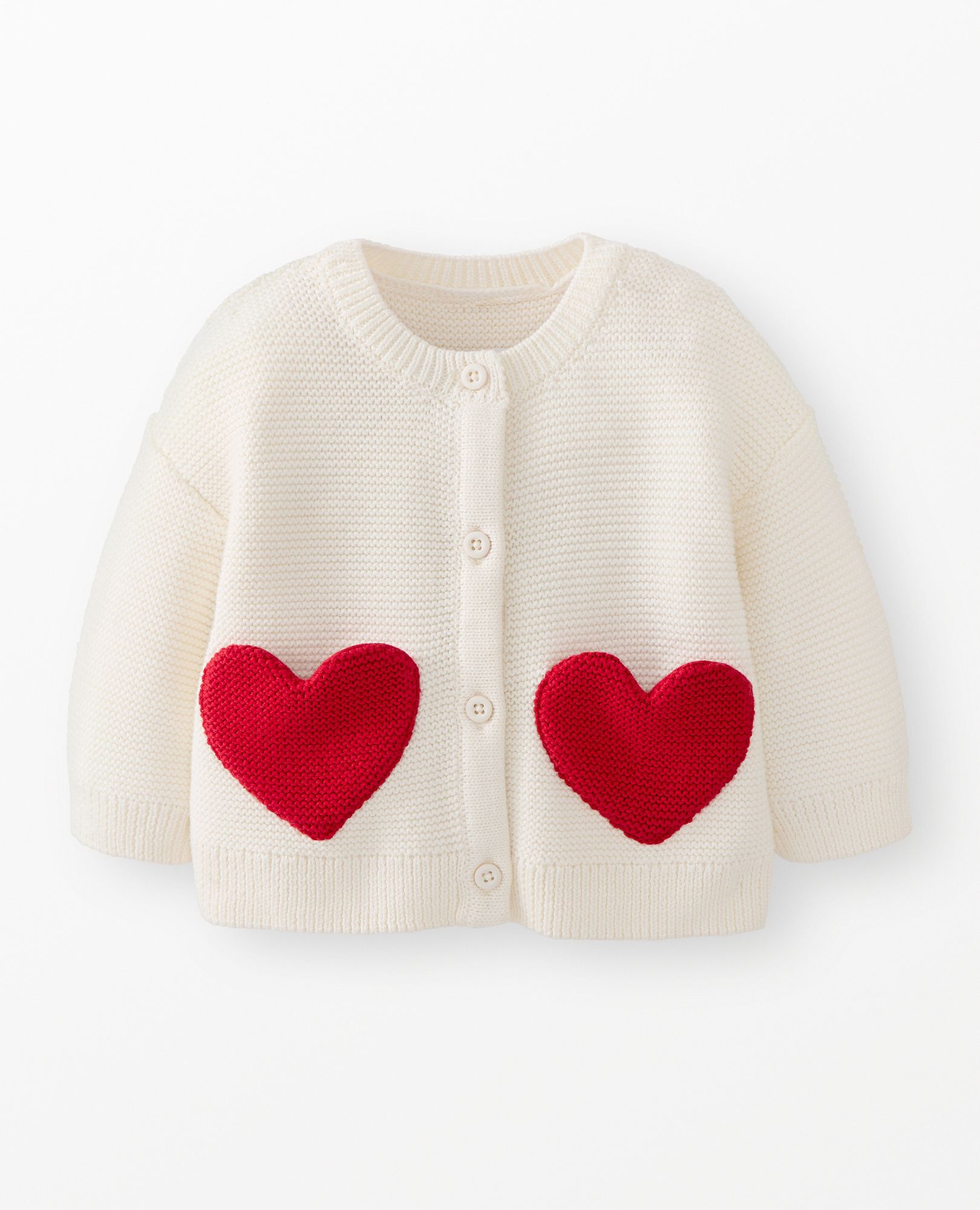 Baby Heart Pocket Cardigan Sweater in Ecru - main