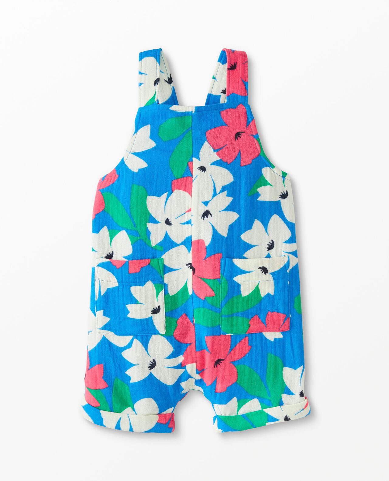Baby Print Muslin Shortalls in Hibiscus Petals - main