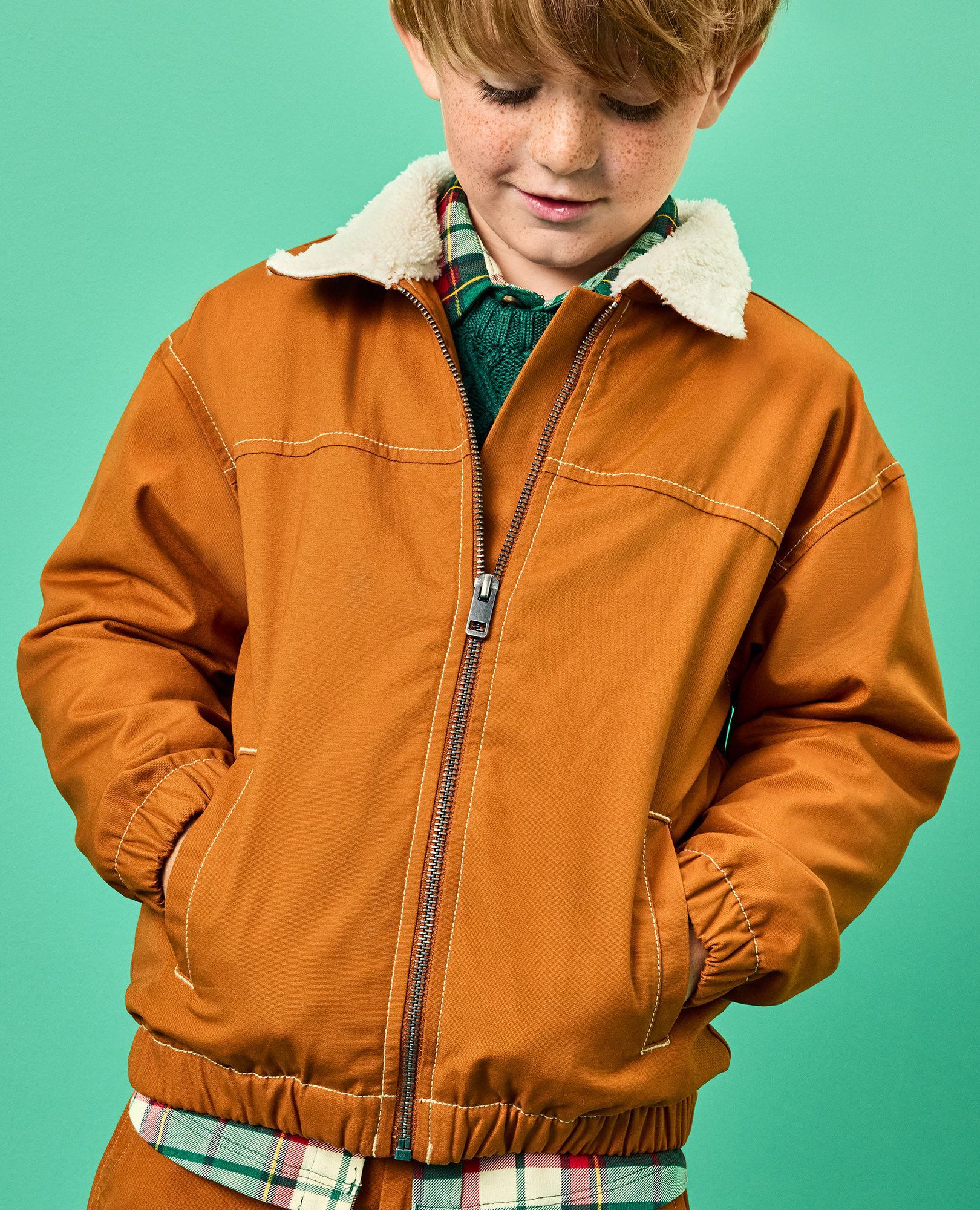 Flannel Lined Canvas Jacket in Glazed Ginger - main