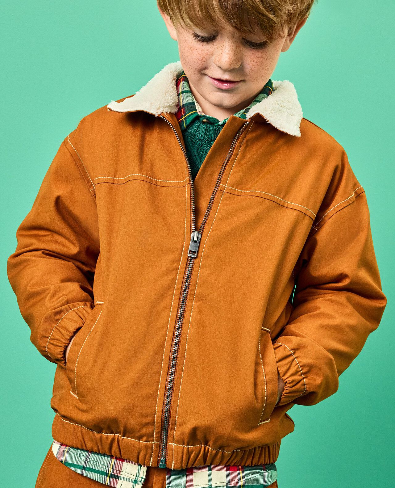 Flannel Lined Canvas Jacket in Glazed Ginger - main