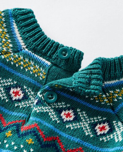 Baby Holiday Sweater Romper in Funky Fair Isle - main