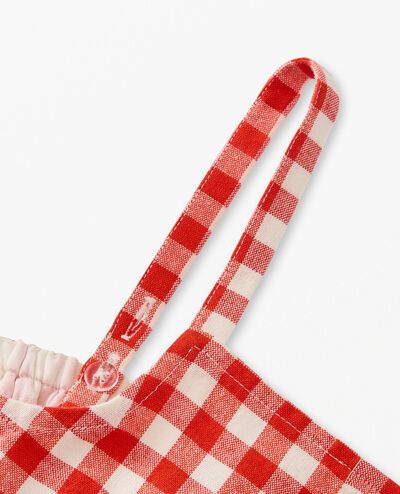 Sleeveless Linen Midi Dress with Pockets in Orange Spice Gingham - main