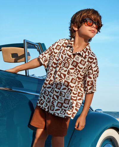 Oversized Button Up Shirt in Tortoise Shell Beachy Checkerboard - main