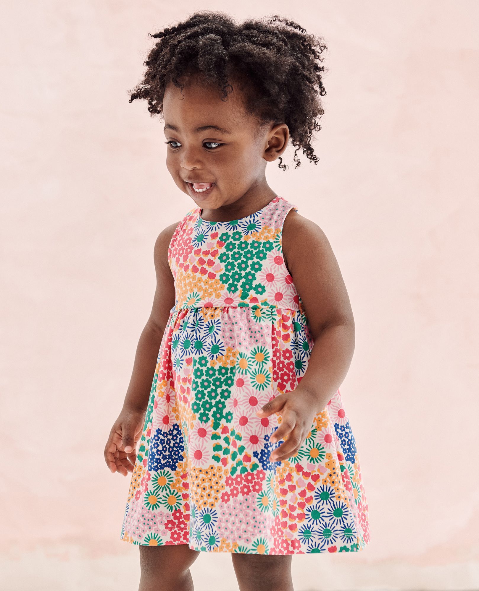 Baby Shark Toddler Girl Floral Stripe Cotton Dress