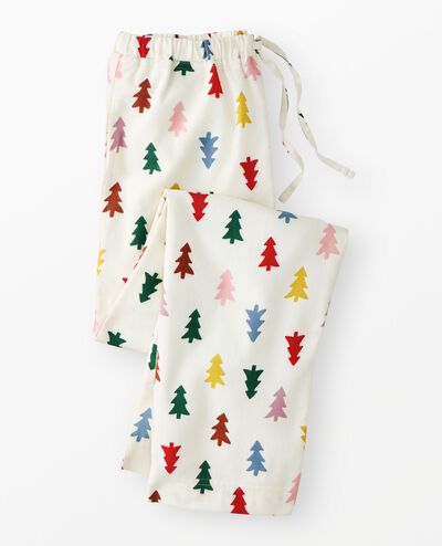 Adult Holiday Flannel Pajama Pants in Festive Forest on Ecru - main