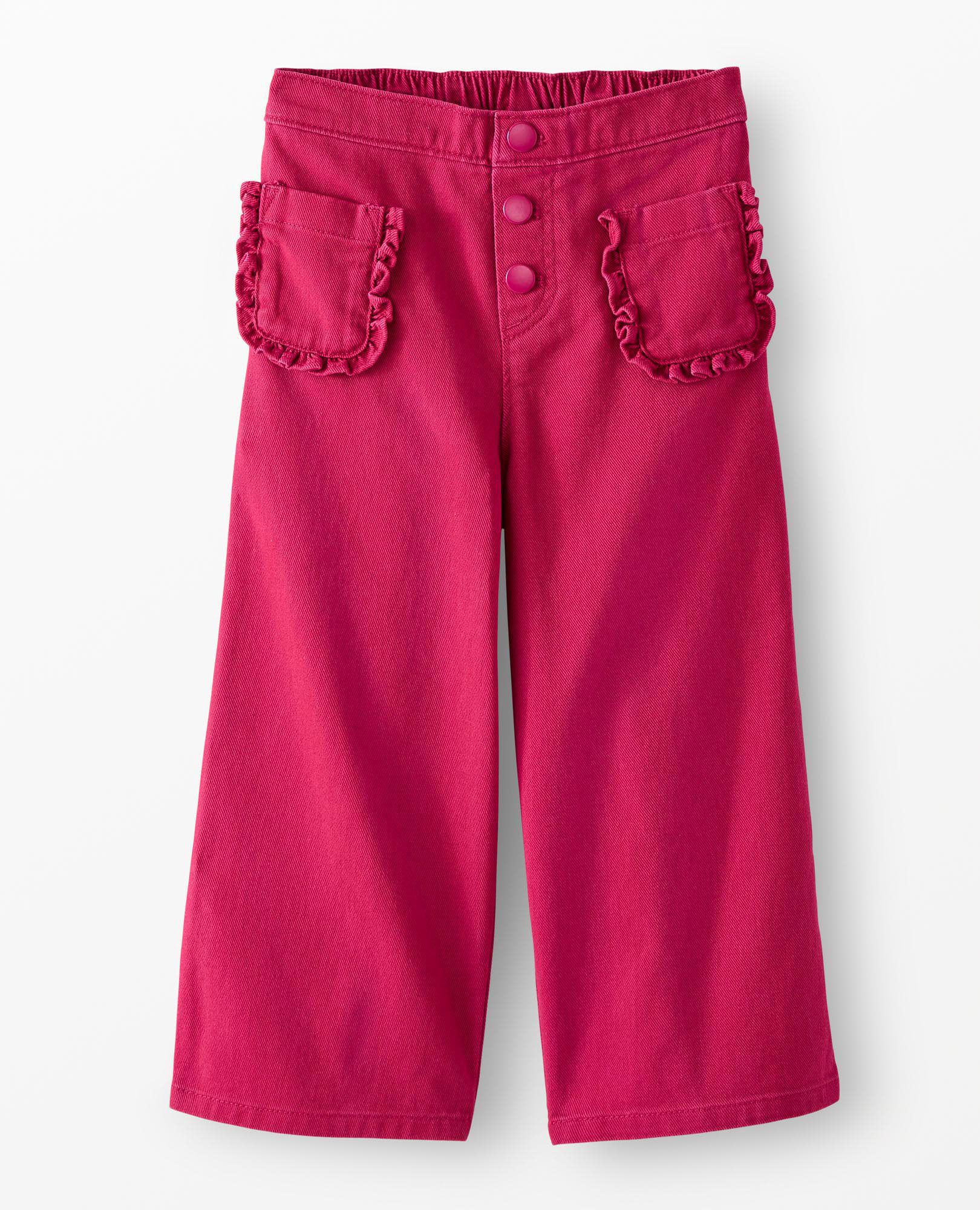 Wide Leg Twill Pants in Raspberry - main