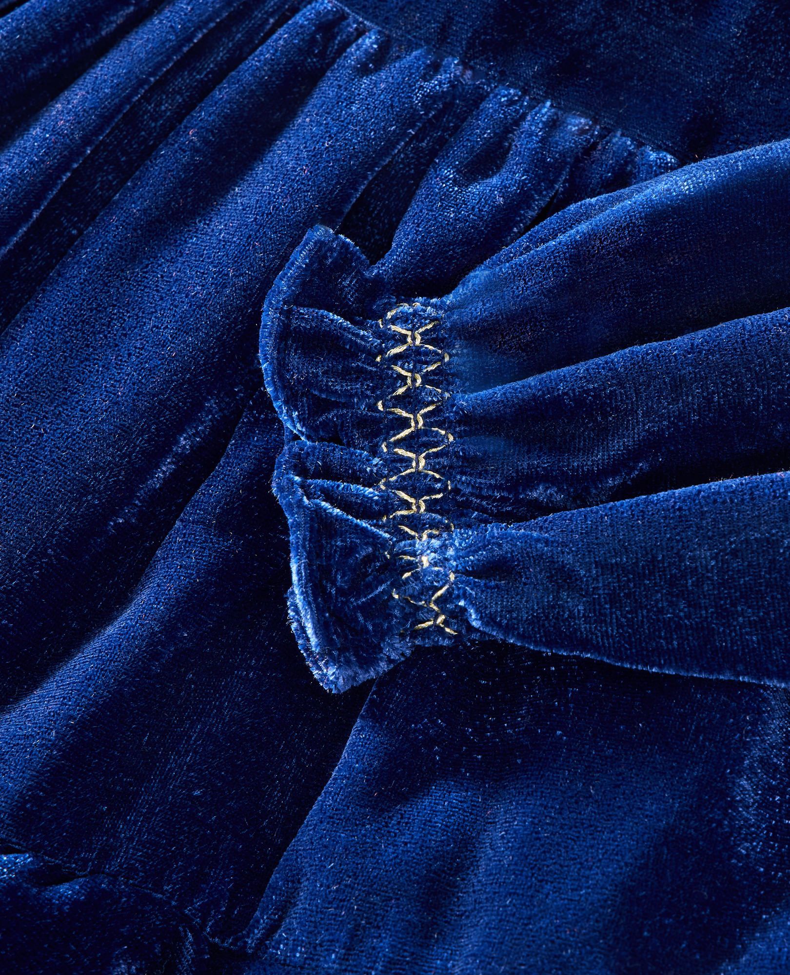 Baby Long Sleeve Velvet Dress in Navy Blue - main