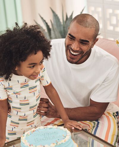 Adult Poplin Pajama Pants in Summer Rainbow Stripe - main