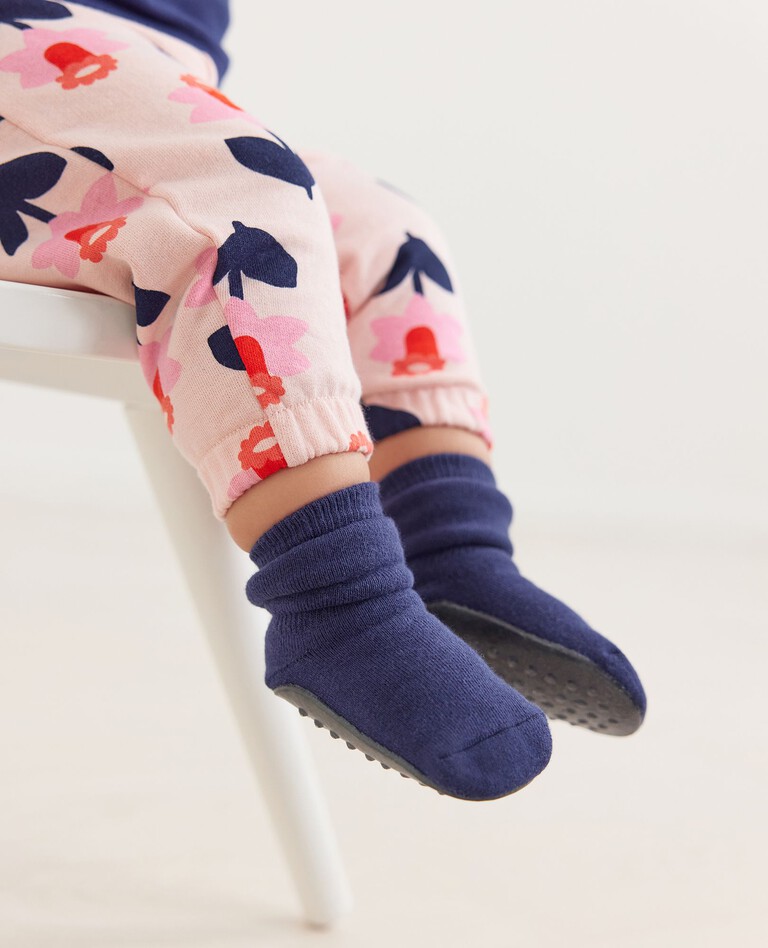 Baby Swedish Grip Sock Slipper in Navy Blue - main