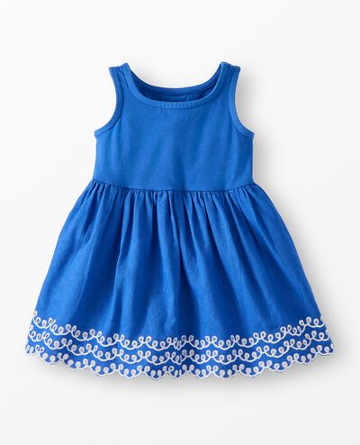 Baby Sleeveless Embroidered Tiered Dress in Happy Blue - main