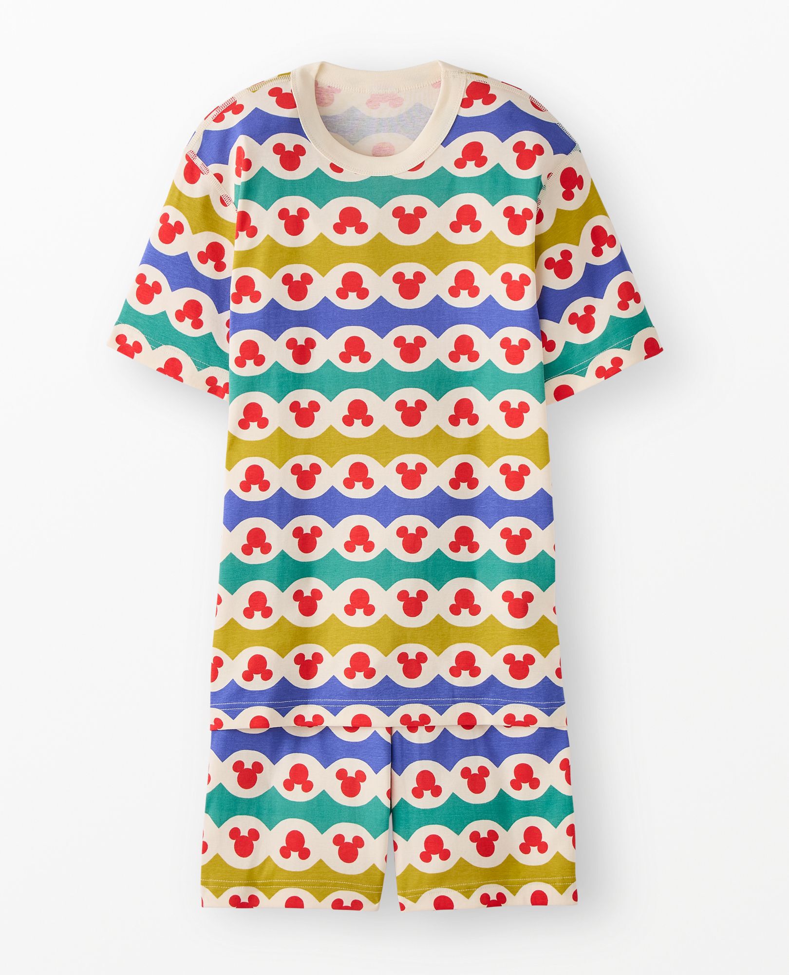 Adult Disney Mickey Mouse Short John Pajama Set in Mickey Patchwork Linear - main