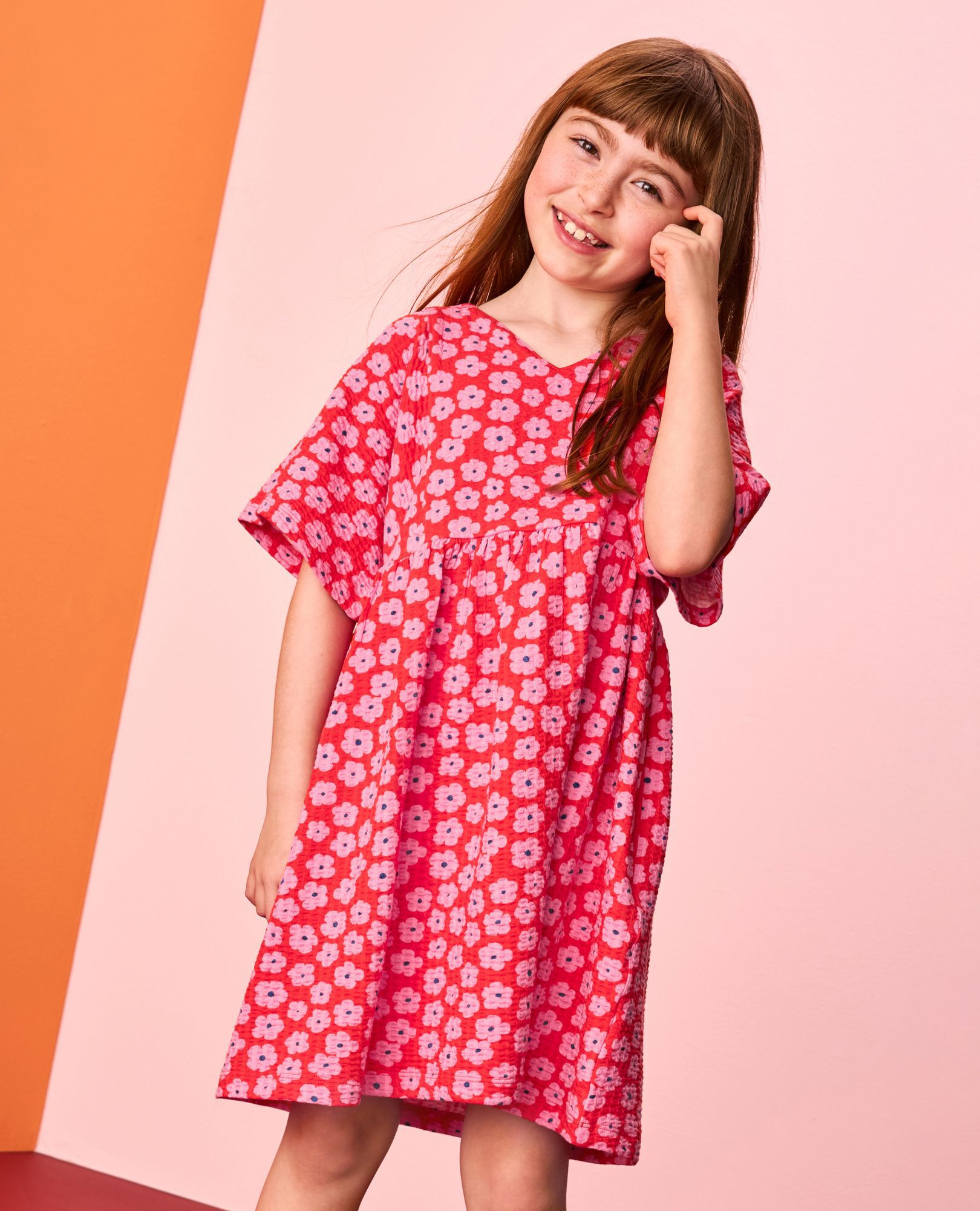 V-Neck Dress with Pockets in Floral on Grenadine - main