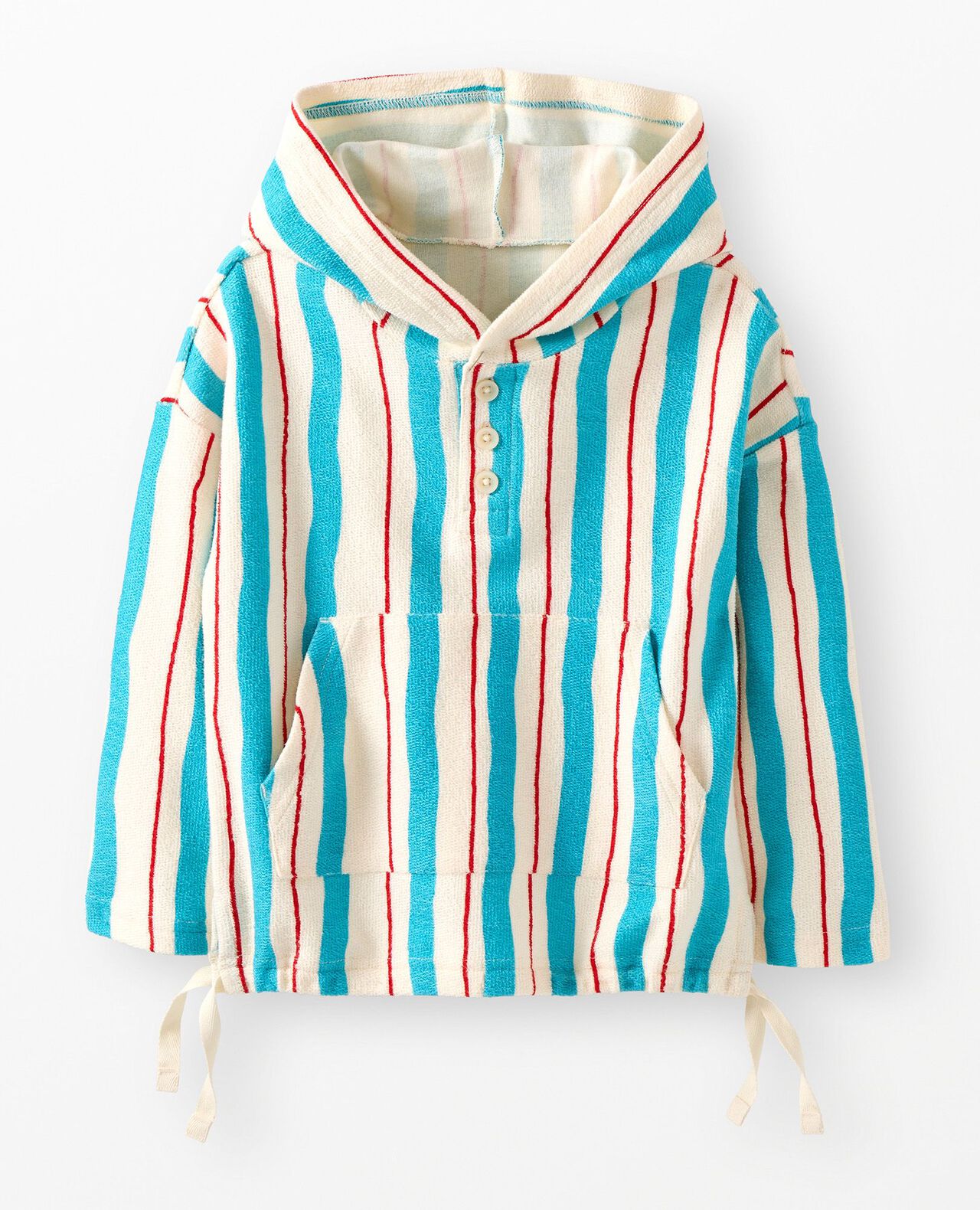 French Terry Drawstring Hoodie in Drawn Stripes - main