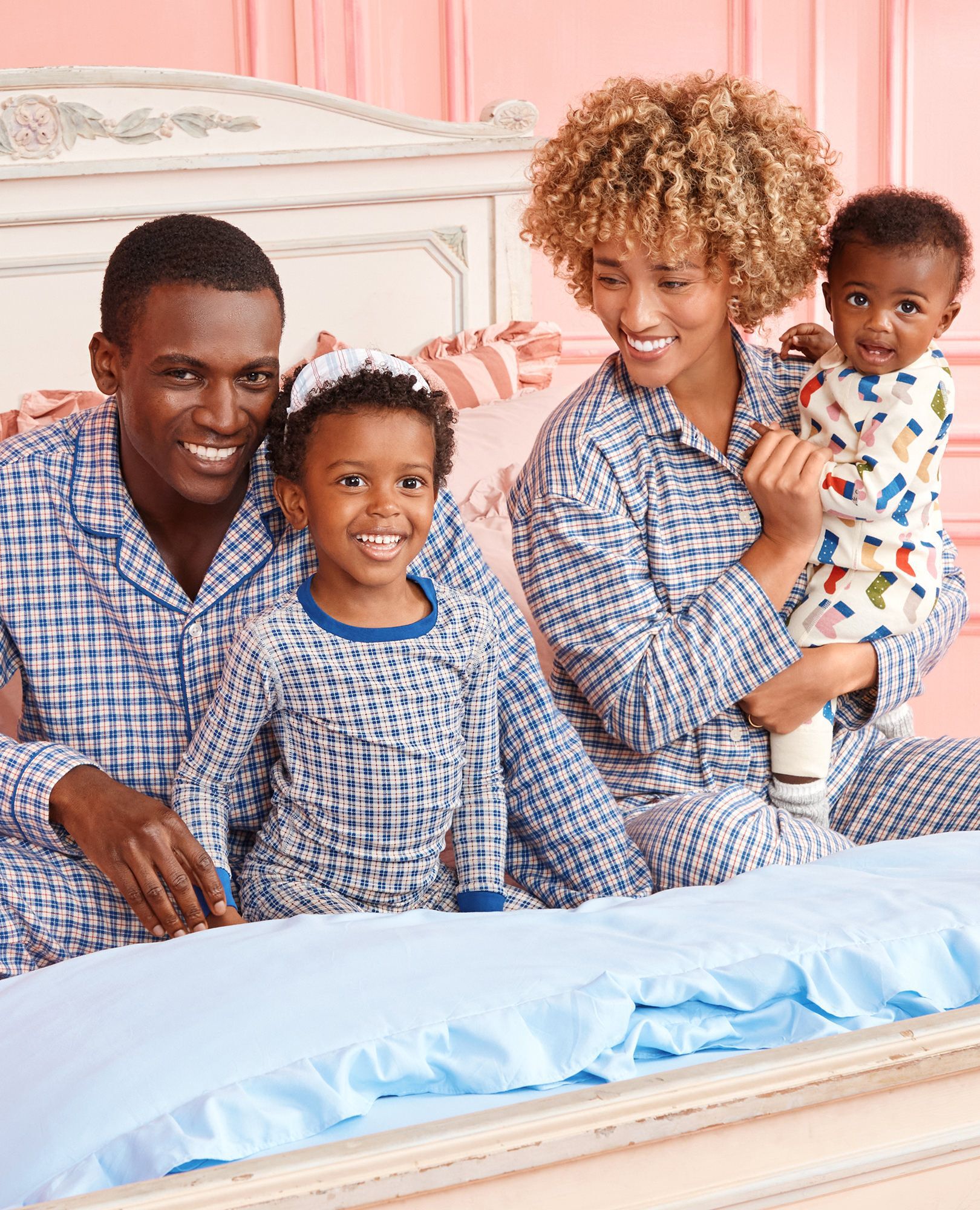 Women's HannaSoft™ Flannel Pajama Set in Blue Checkered Plaid - main